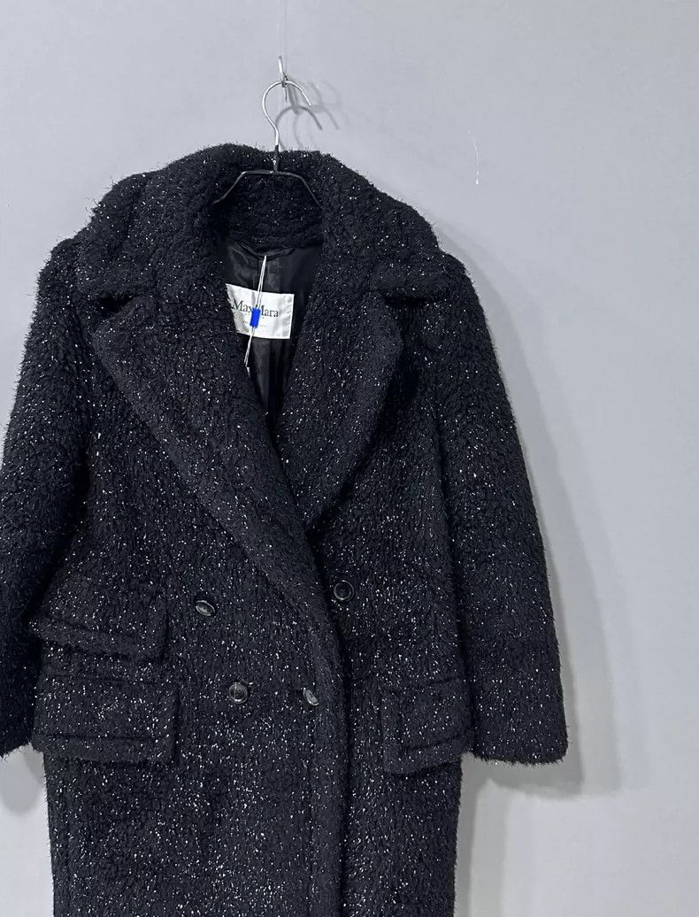 Black Teddy Coat with Silver Thread