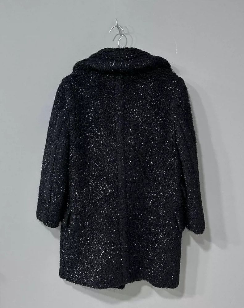 Black Teddy Coat with Silver Thread
