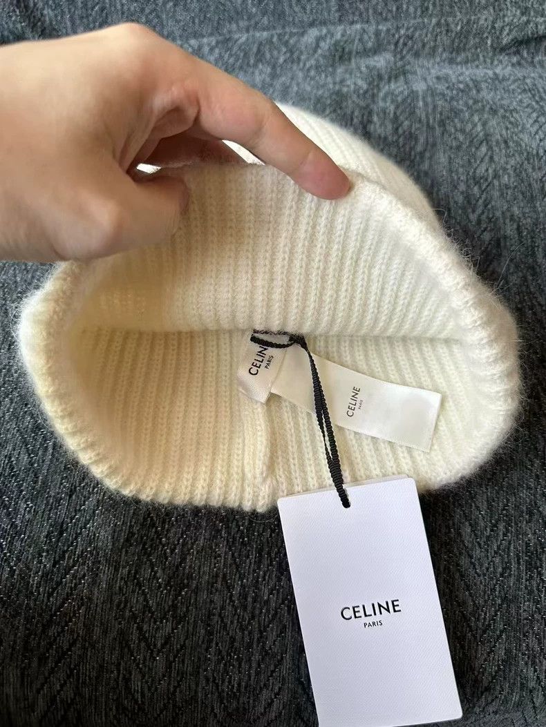Celine Celine White Knit Beanie Hat Size ONE SIZE - 2 Thumbnail