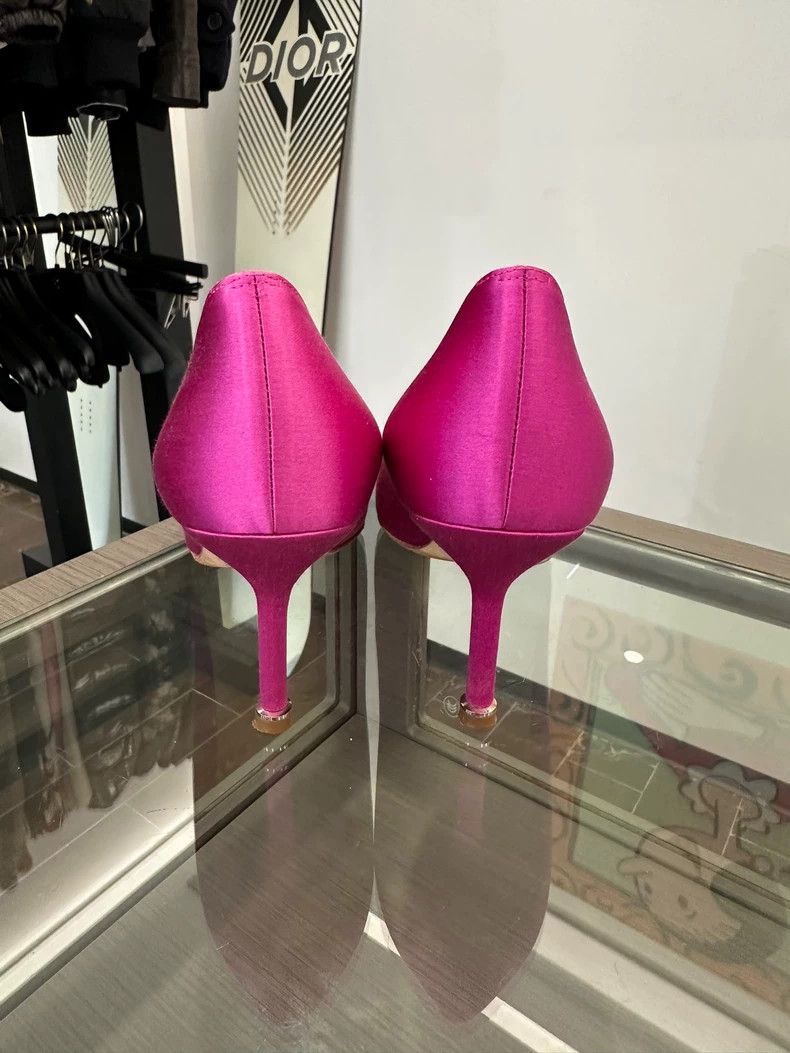 Jimmy Choo Manolo Blahnik Pink High Heels with Gem Buckle Size US 7 / IT 37 - 4 Thumbnail