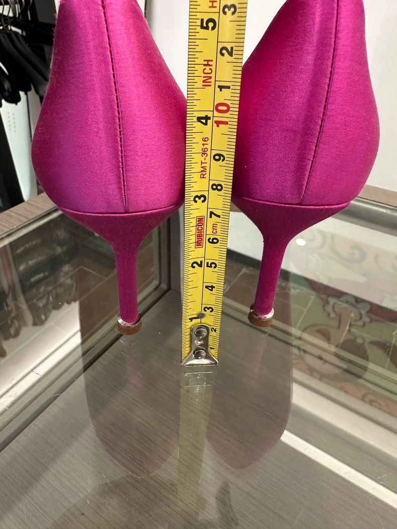 Jimmy Choo Manolo Blahnik Pink High Heels with Gem Buckle Size US 7 / IT 37 - 5 Thumbnail