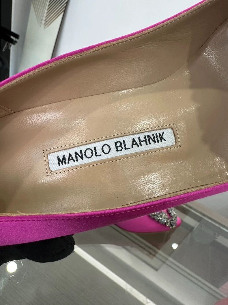 Jimmy Choo Manolo Blahnik Pink High Heels with Gem Buckle Size US 7 / IT 37 - 8 Thumbnail