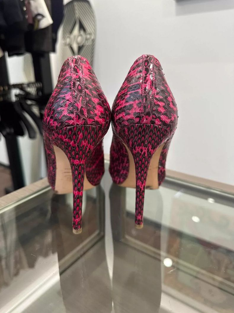 Alexander McQueen Mcqueen Pink Snake Skin High Heels with Skull Size US 8 / IT 38 - 4 Thumbnail