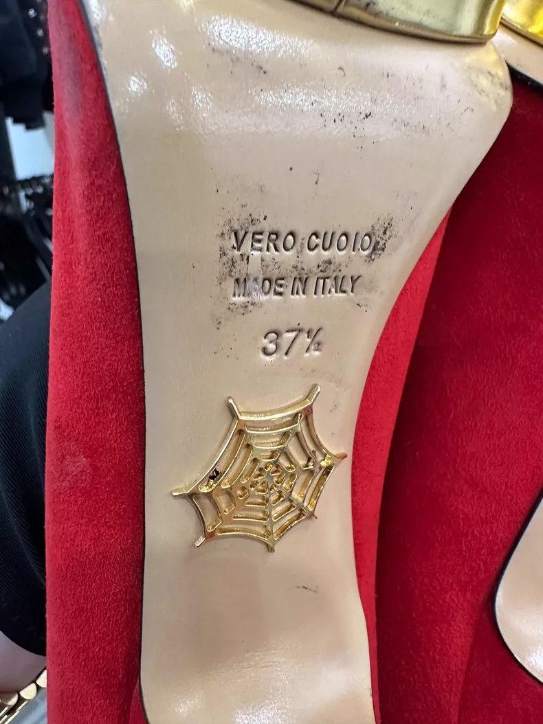 Jimmy Choo Red High Heels with Gold Platform Size US 7 / IT 37 - 8 Thumbnail