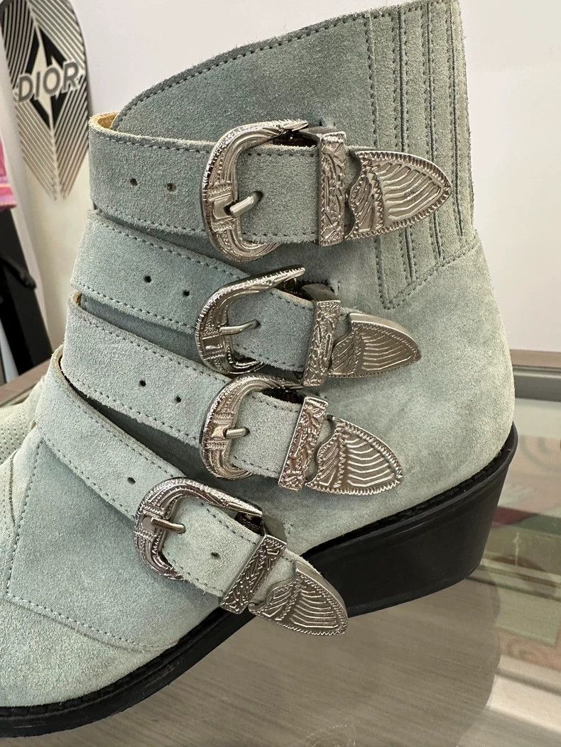 Comme des Garcons Toga Pulla Green Ankle Boots with Silver Buckles Size US 7 / IT 37 - 3 Thumbnail
