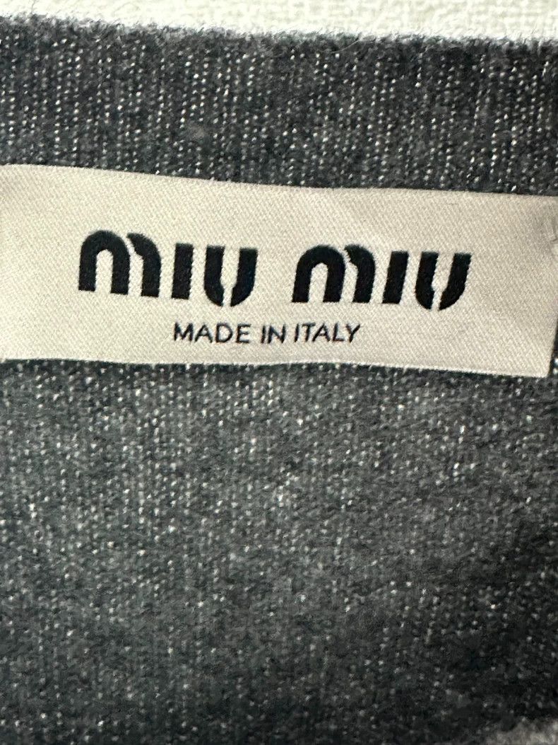 Prada Miu Miu Gray Cashmere Cardigan Sweater Size L / US 10 / IT 46 - 3 Thumbnail
