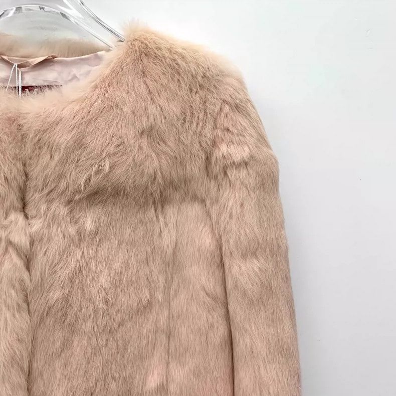 Max Mara Maxmara Color Block Long Sleeve Fur Coat Size L / US 10 / IT 46 - 3 Thumbnail