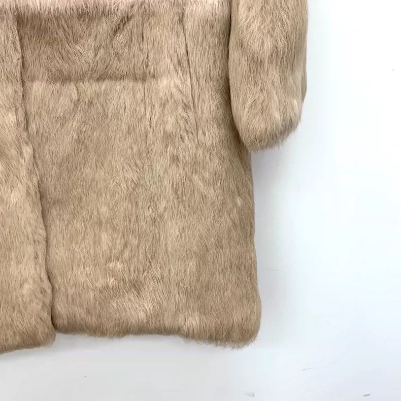 Max Mara Maxmara Color Block Long Sleeve Fur Coat Size L / US 10 / IT 46 - 4 Thumbnail