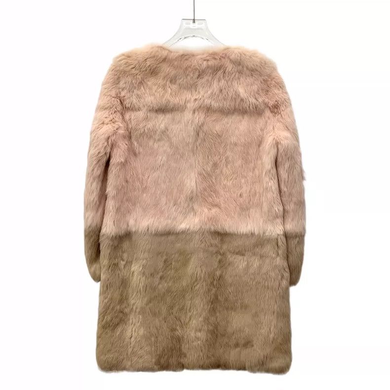 Max Mara Maxmara Color Block Long Sleeve Fur Coat Size L / US 10 / IT 46 - 2 Thumbnail