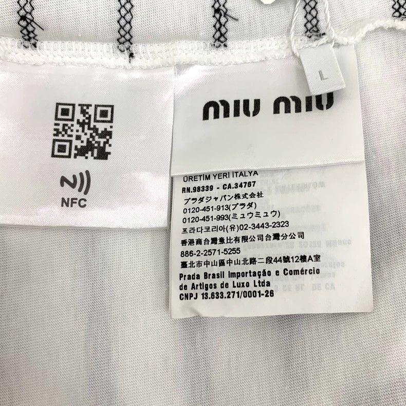 Miu Miu Miu Miu White Striped Long Sleeve T-Shirt Size L / US 10 / IT 46 - 6 Thumbnail