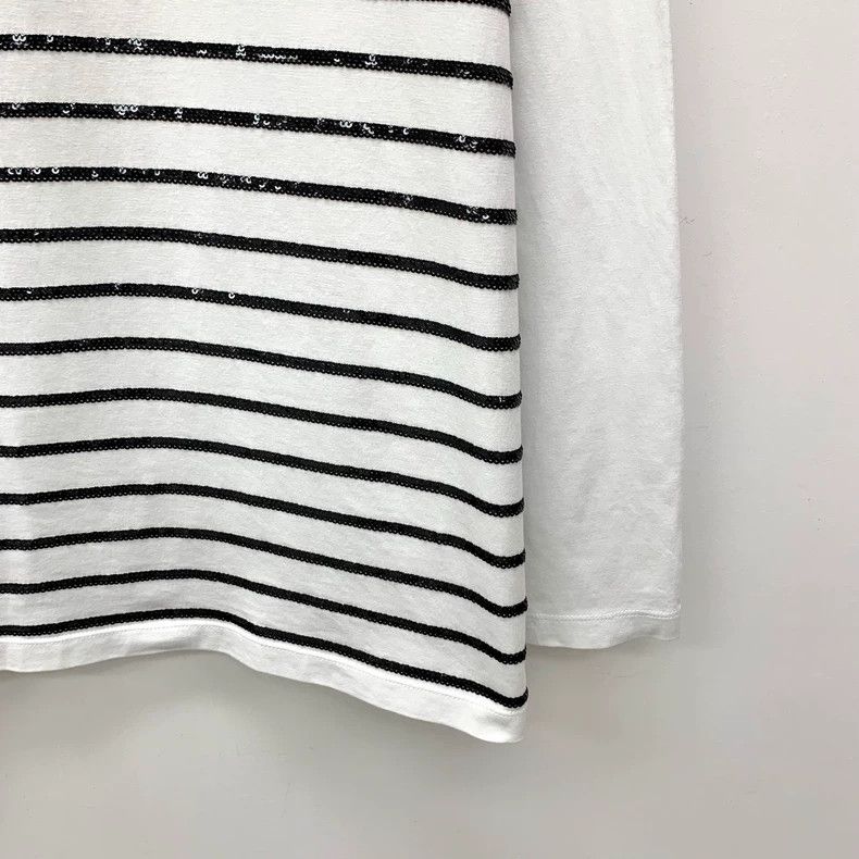 Miu Miu Miu Miu White Striped Long Sleeve T-Shirt Size L / US 10 / IT 46 - 4 Thumbnail
