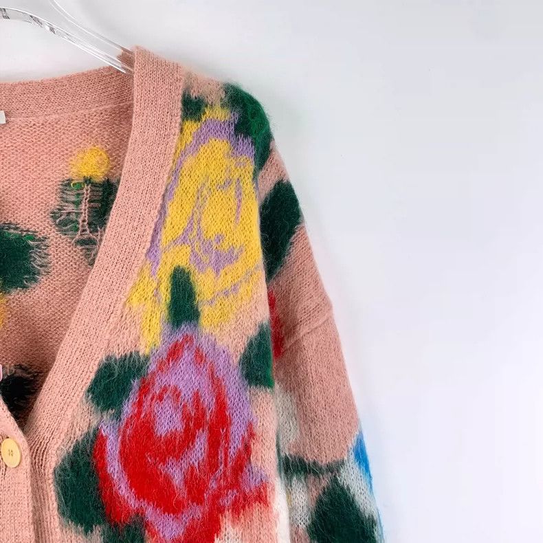 Miu Miu MiuMiu Colorful Rose Knit Cardigan Sweater Size S / US 4 / IT 40 - 3 Thumbnail