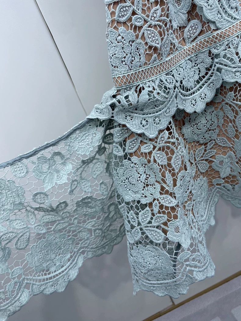 Self-Portrait Self-Portrait Light Green Lace Dress Size M / US 6-8 / IT 42-44 - 4 Thumbnail