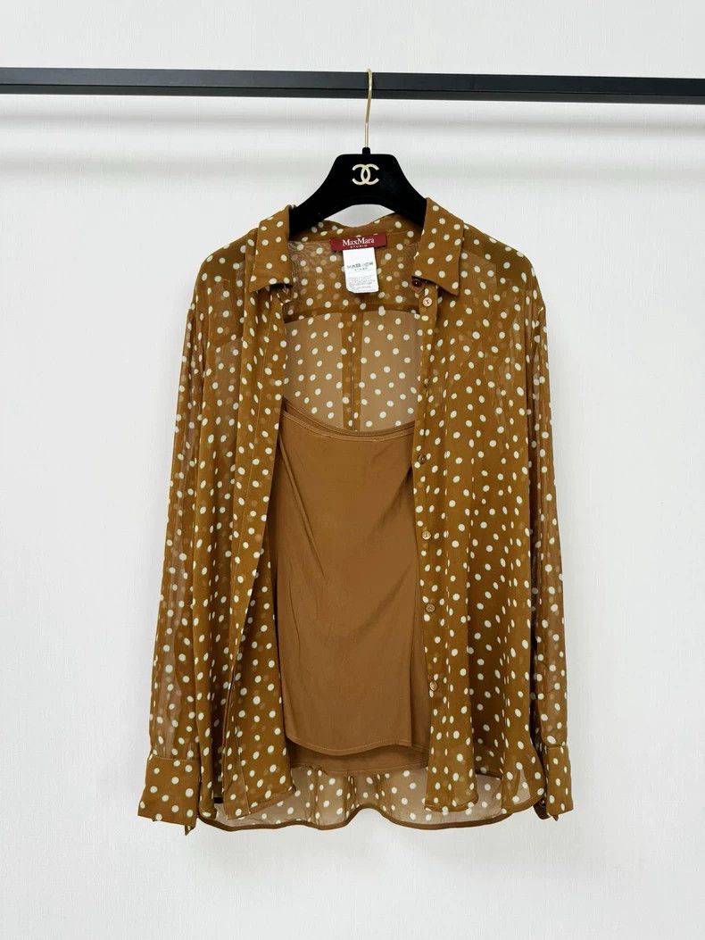 Max Mara Maxmara Silk Polka Dot Shirt Size 38 Size M / US 6-8 / IT 42-44 - 5 Thumbnail