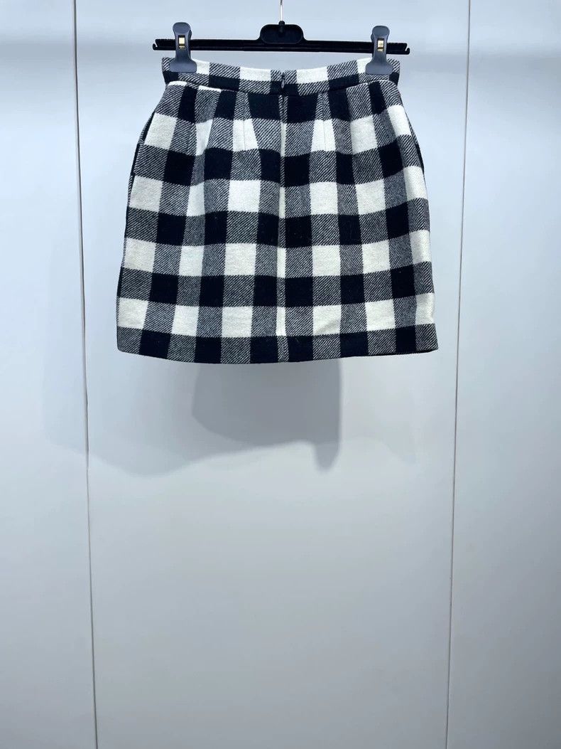 Valentino Valentino Plaid Wool Mini Skirt Size 38" / US 16 / IT 52 - 2 Thumbnail