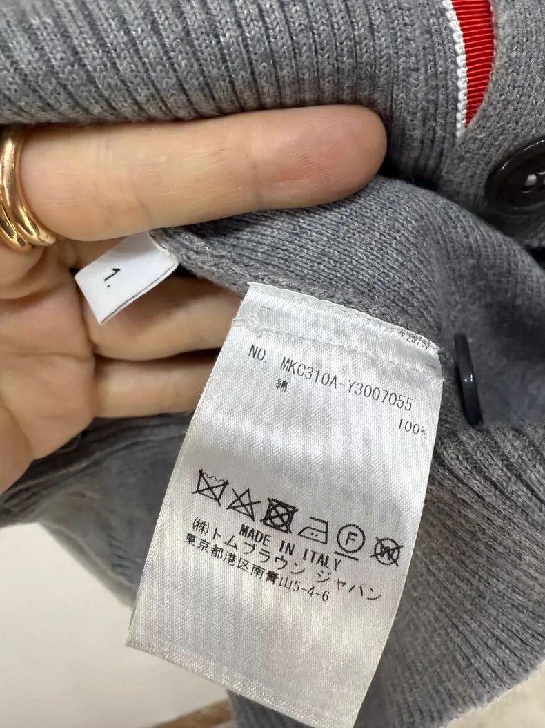 Thom Browne Thom Browne Gray Cardigan with Stripes Size US L / EU 52-54 / 3 - 5 Thumbnail