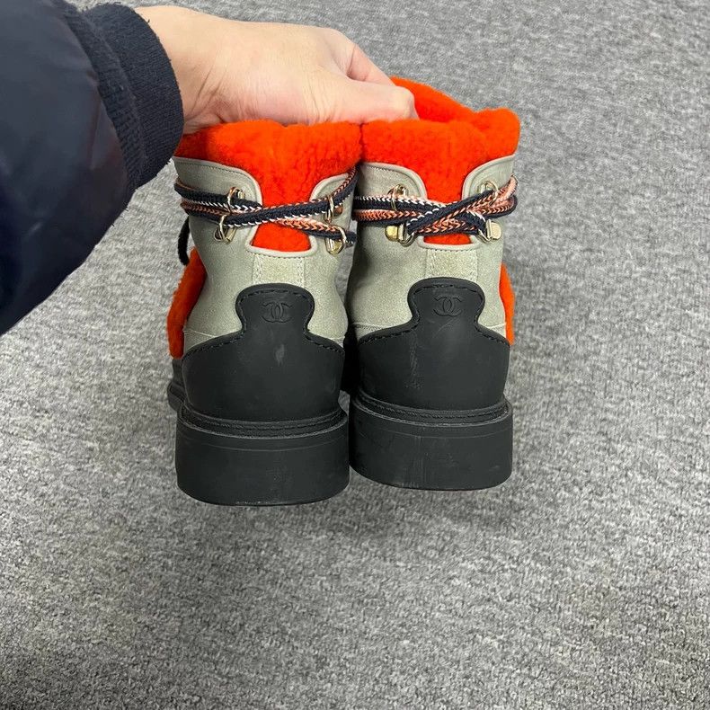 Chanel Plush Double C Hiking Boots