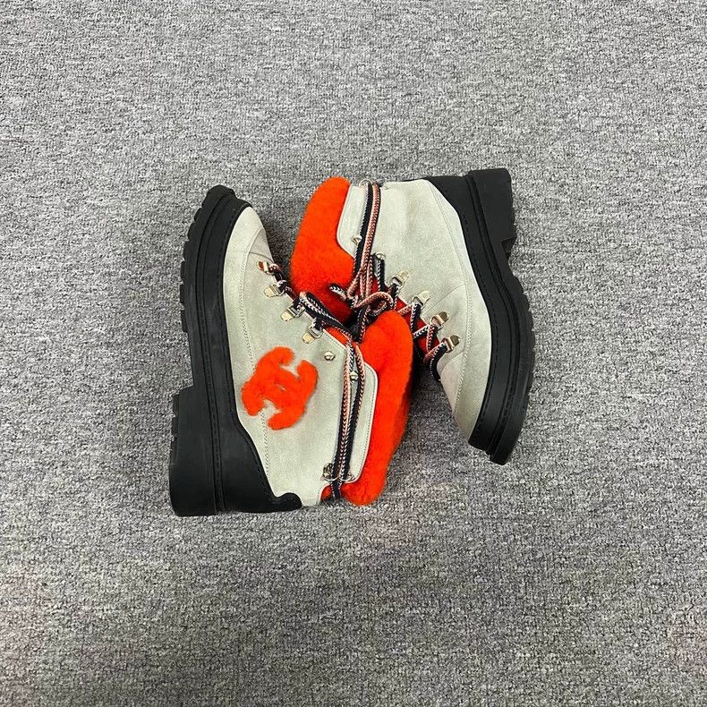 Chanel Plush Double C Hiking Boots