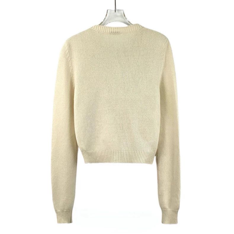 Miu Miu MiuMiu Beige Bow-Detail Cashmere Cardigan Size S / US 4 / IT 40 - 2 Thumbnail