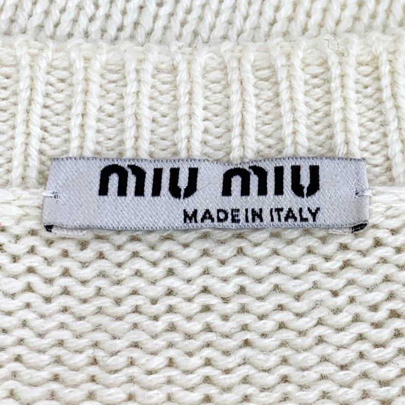 Miu Miu MiuMiu Beige Bow-Detail Cashmere Cardigan Size S / US 4 / IT 40 - 5 Thumbnail