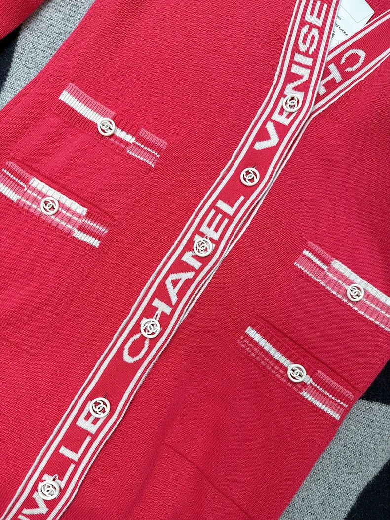 Chanel Chanel Pink and White Long Cardigan Size S / US 4 / IT 40 - 4 Thumbnail