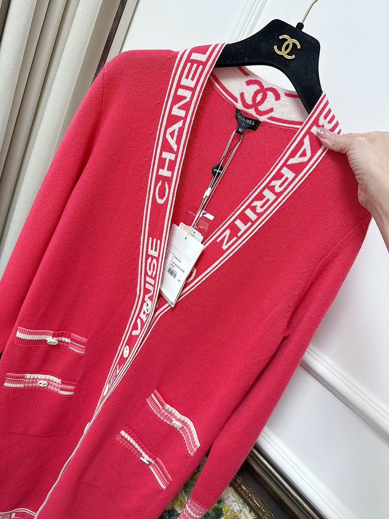 Chanel Chanel Pink and White Long Cardigan Size S / US 4 / IT 40 - 2 Thumbnail