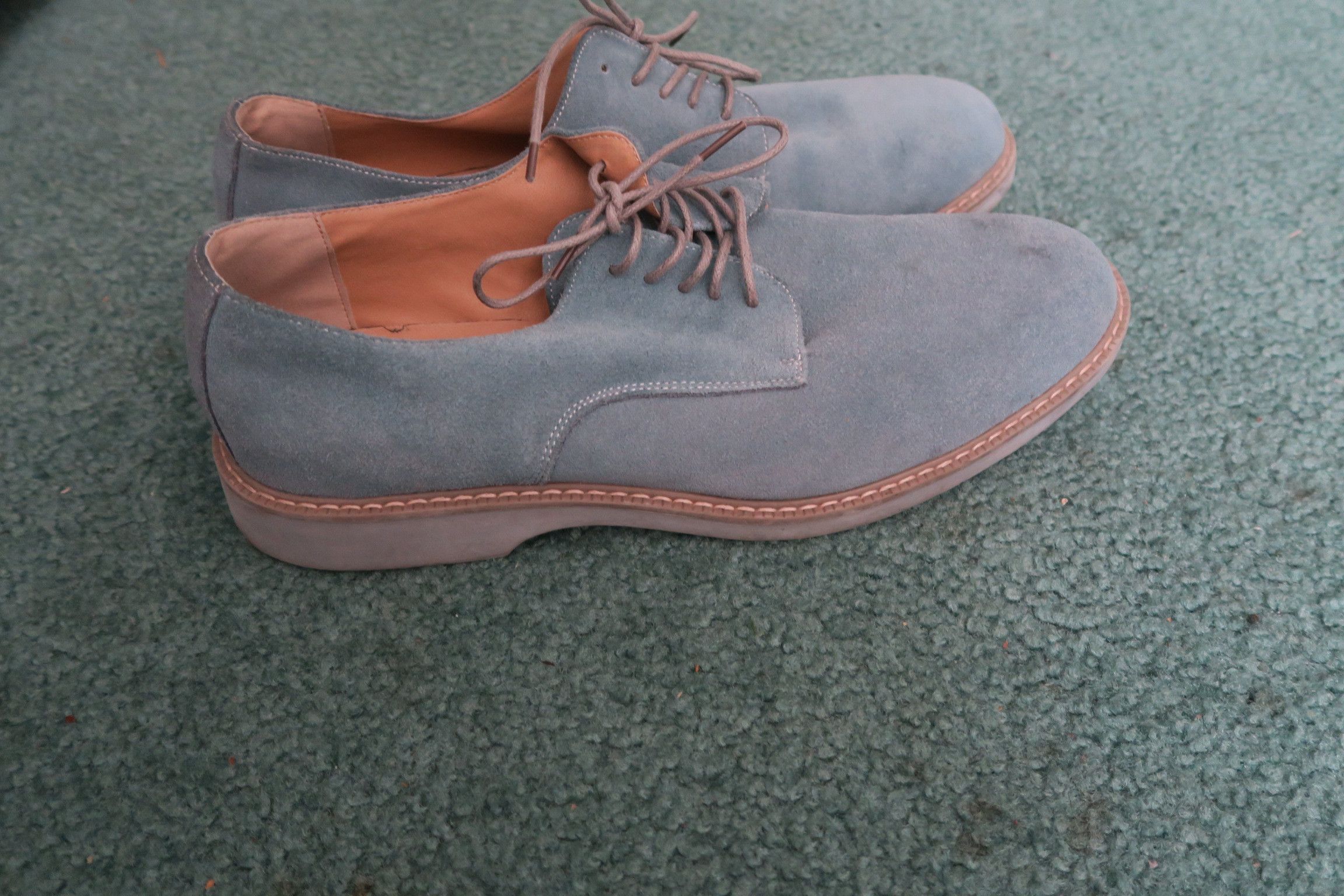 Joseph Abboud Tan Suede Oxfords with Blue Sole 13 JOSEPH ABBOUD LIGHT BLUE SUEDE LEATHER DERBY SHOES IN EUC  main image 2