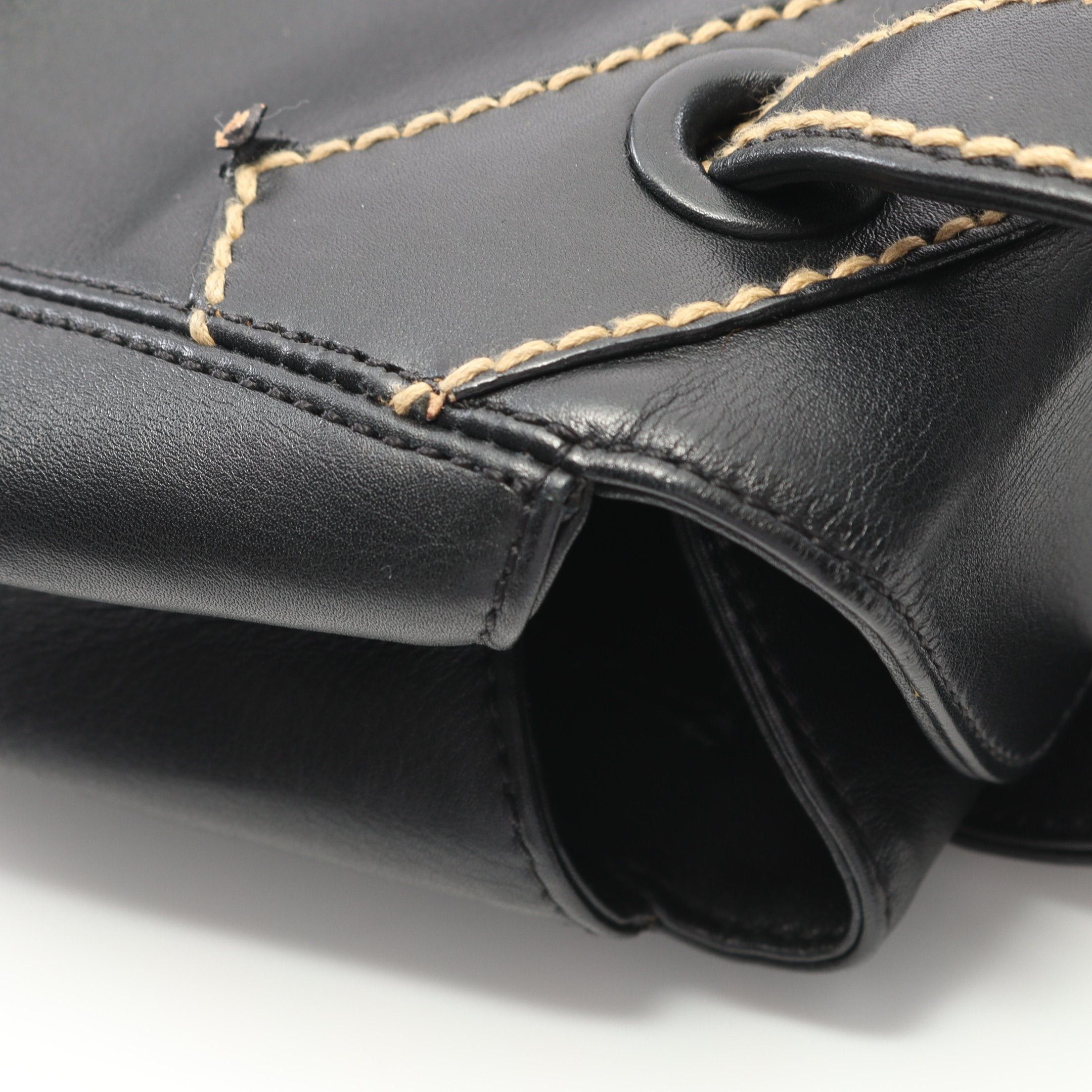 Chanel Chanel Big Coco Mark Wild Stitch Handbag Leather Black Gold Hardware Size ONE SIZE - 12 Thumbnail