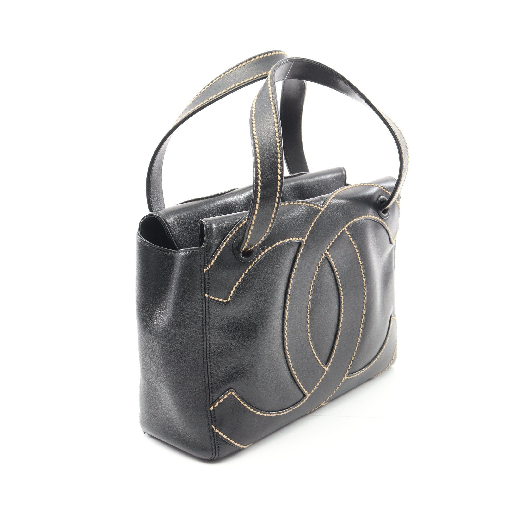 Chanel Chanel Big Coco Mark Wild Stitch Handbag Leather Black Gold Hardware Size ONE SIZE - 2 Thumbnail