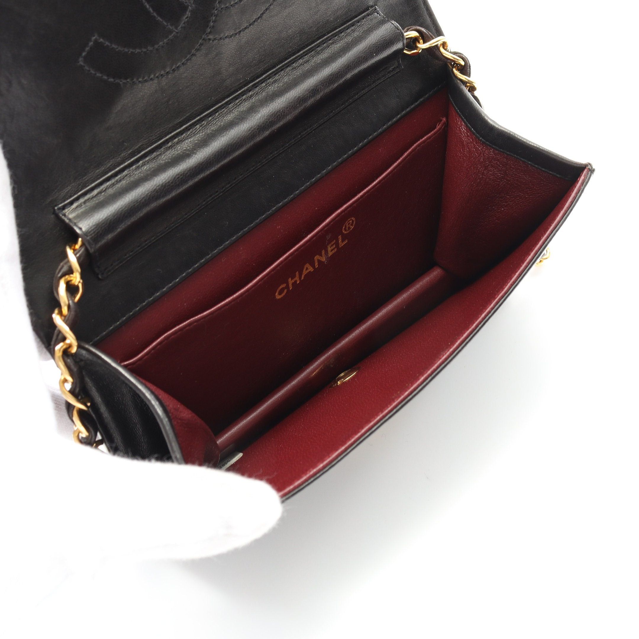 Chanel Chanel Mini Matelasse Full Flap Chain Shoulder Bag Lambskin Black Gold Hardware Size ONE SIZE - 3 Thumbnail