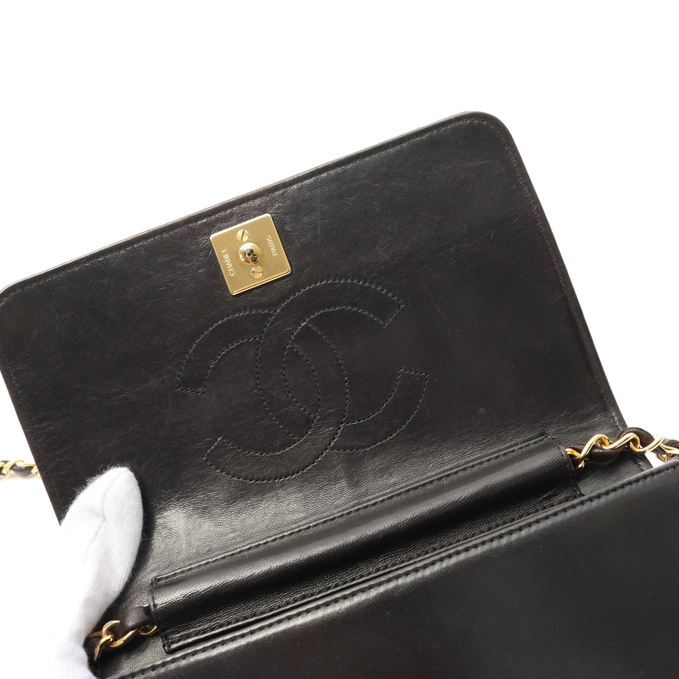 Chanel Chanel Mini Matelasse Full Flap Chain Shoulder Bag Lambskin Black Gold Hardware Size ONE SIZE - 7 Thumbnail