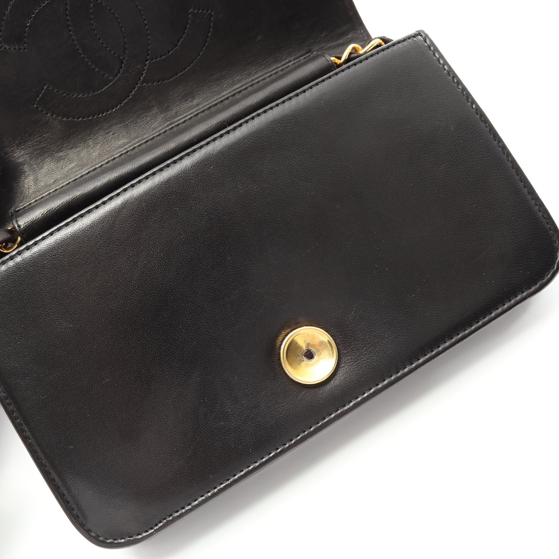 Chanel Chanel Mini Matelasse Full Flap Chain Shoulder Bag Lambskin Black Gold Hardware Size ONE SIZE - 6 Thumbnail