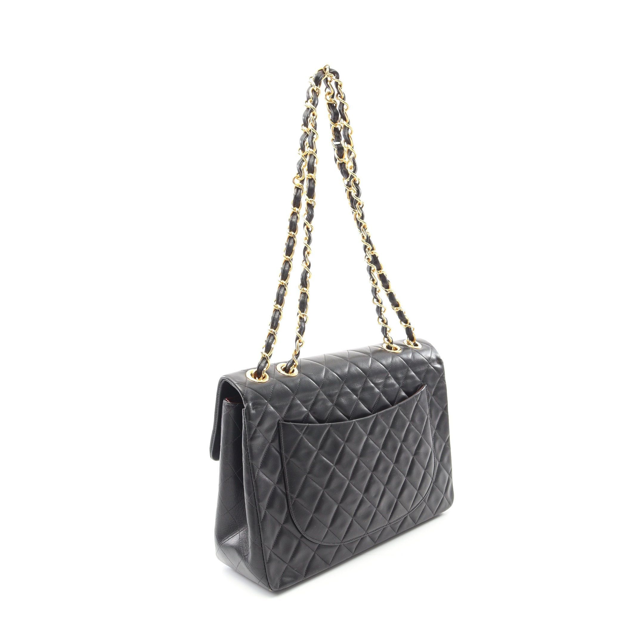 Chanel Chanel Decamatlassé 34 Double Chain Shoulder Bag Lambskin Black Gold Hardware Size ONE SIZE - 2 Thumbnail
