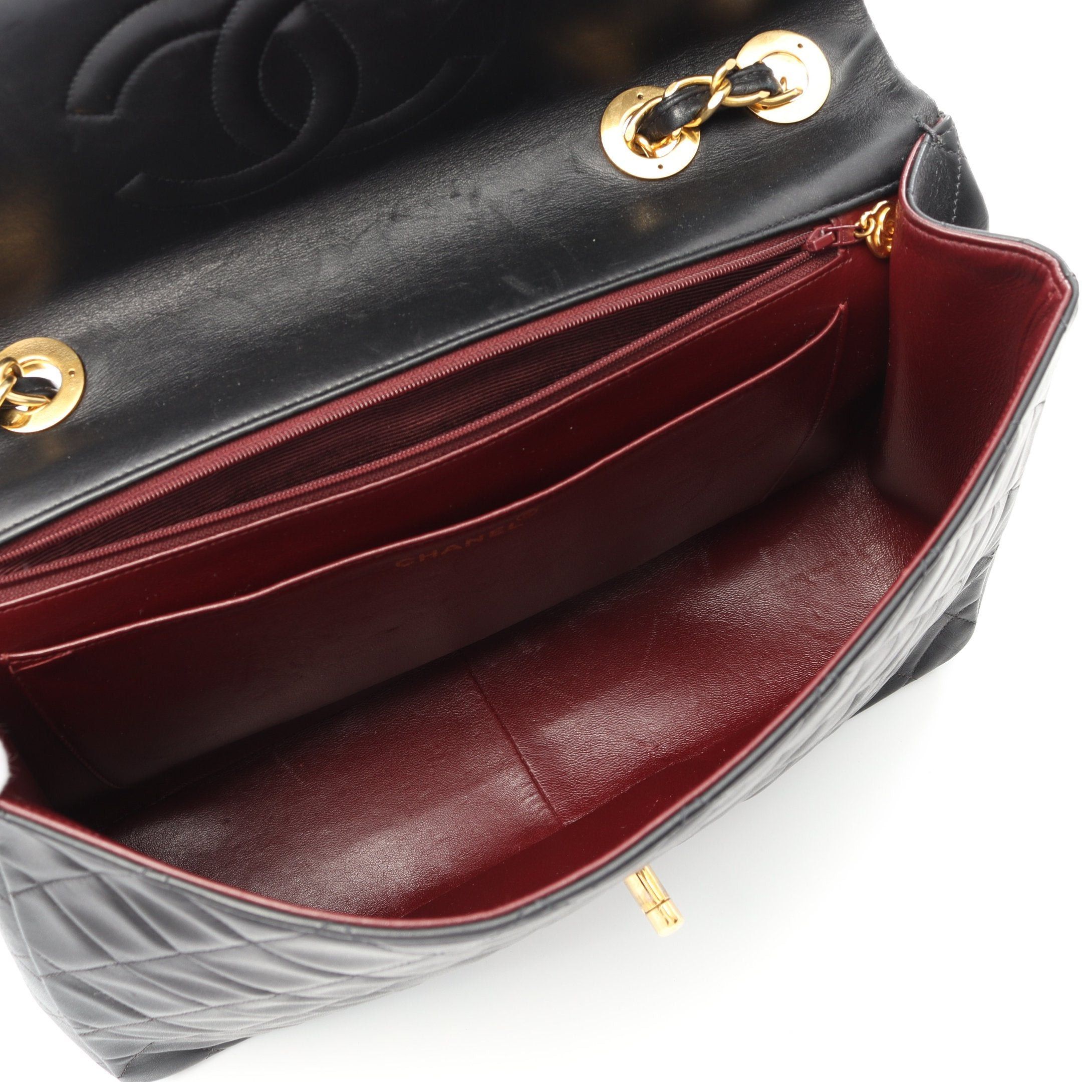 Chanel Chanel Decamatlassé 34 Double Chain Shoulder Bag Lambskin Black Gold Hardware Size ONE SIZE - 3 Thumbnail