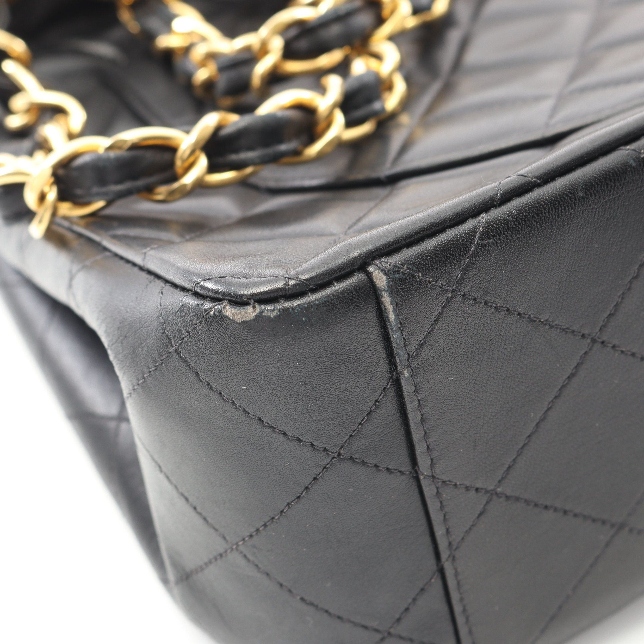 Chanel Chanel Decamatlassé 34 Double Chain Shoulder Bag Lambskin Black Gold Hardware Size ONE SIZE - 7 Thumbnail