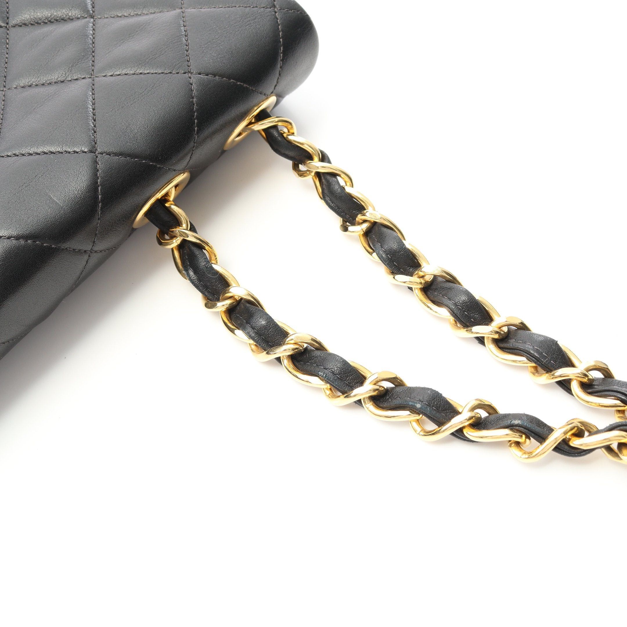 Chanel Chanel Decamatlassé 34 Double Chain Shoulder Bag Lambskin Black Gold Hardware Size ONE SIZE - 10 Thumbnail
