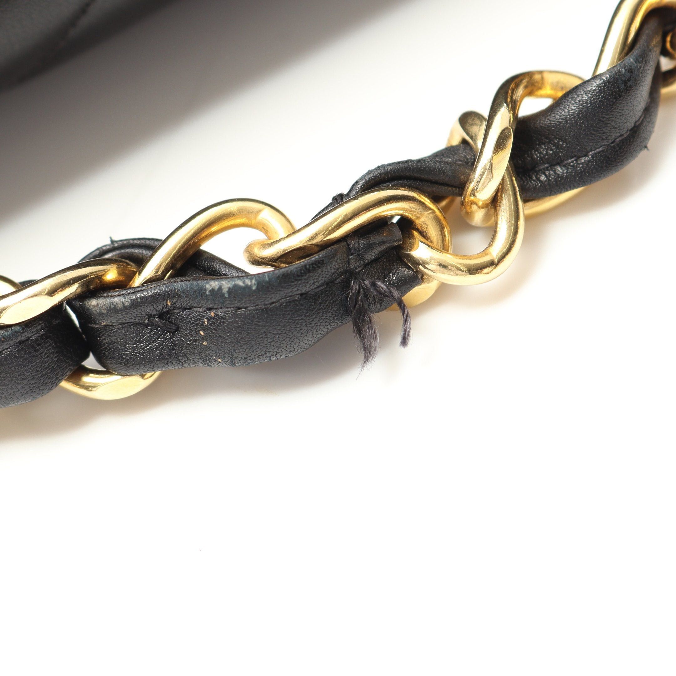 Chanel Chanel Decamatlassé 34 Double Chain Shoulder Bag Lambskin Black Gold Hardware Size ONE SIZE - 6 Thumbnail
