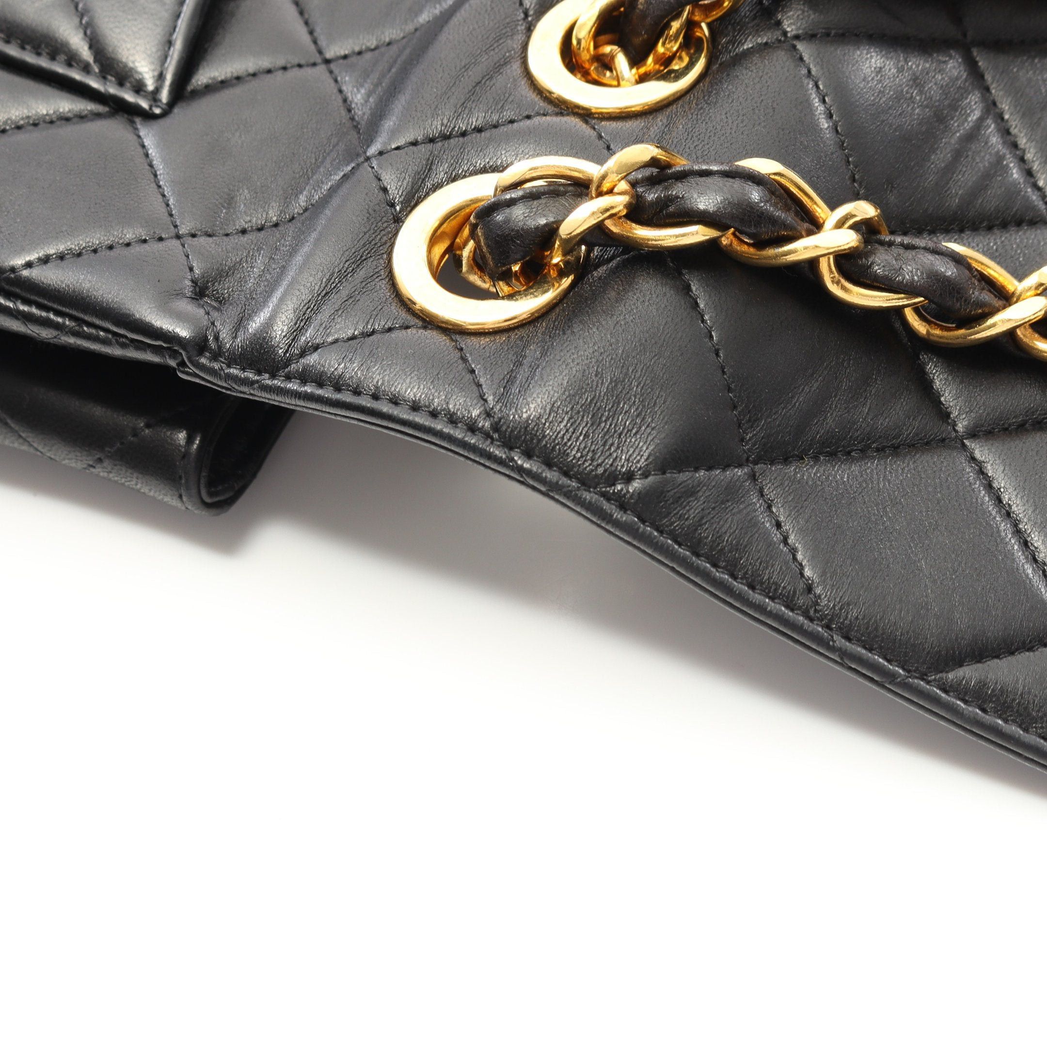 Chanel Chanel Decamatlassé 30 Single Flap Double Chain Shoulder Bag Lambskin Black Gold Hardware Size ONE SIZE - 9 Thumbnail