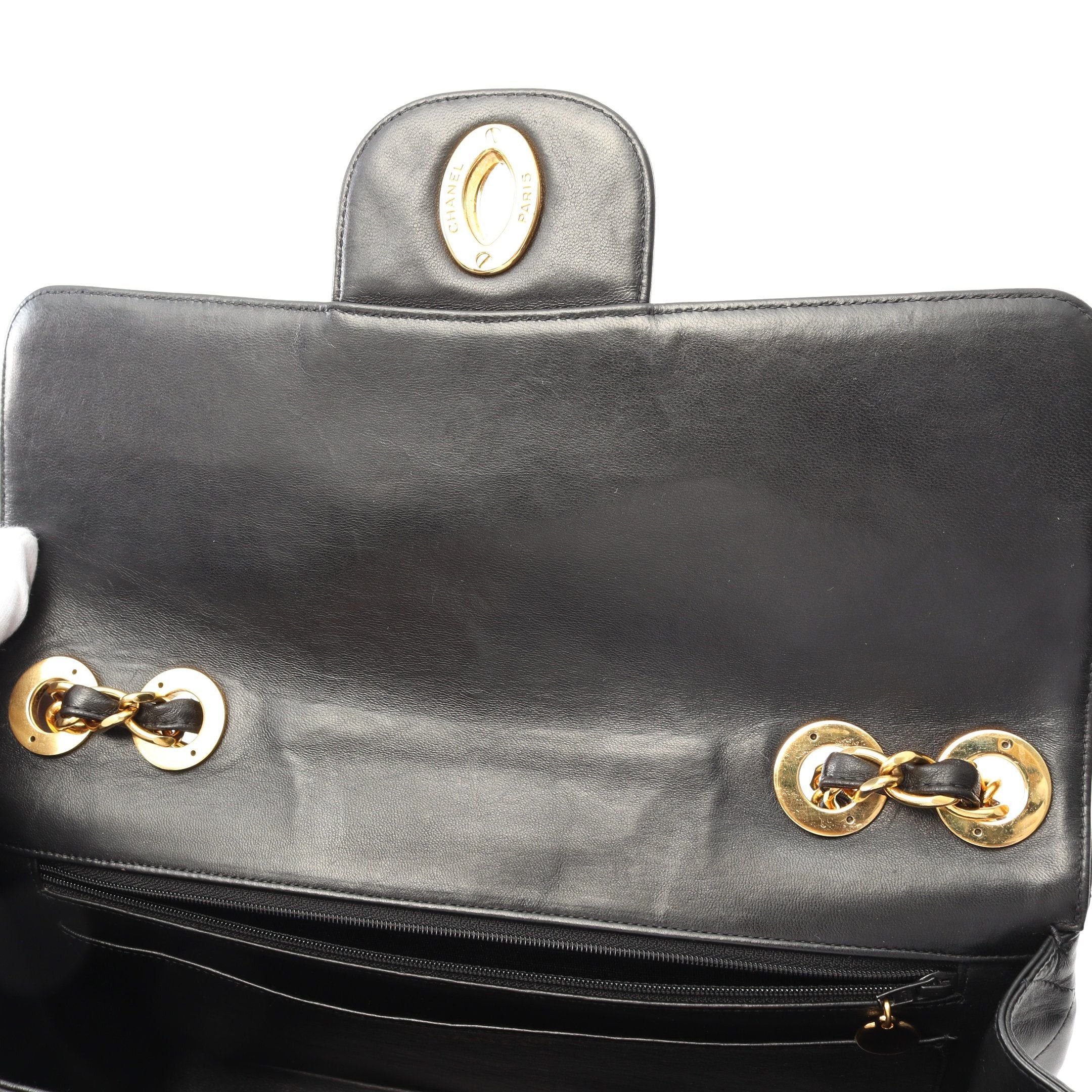 Chanel Chanel Decamatlassé 30 Single Flap Double Chain Shoulder Bag Lambskin Black Gold Hardware Size ONE SIZE - 6 Thumbnail