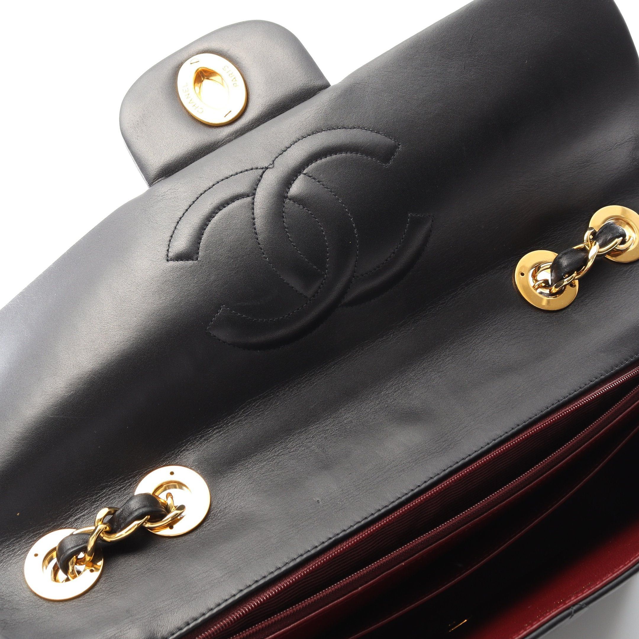 Chanel Chanel Decamatlassé 34 Double Chain Shoulder Bag Lambskin Black Gold Hardware Size ONE SIZE - 9 Thumbnail