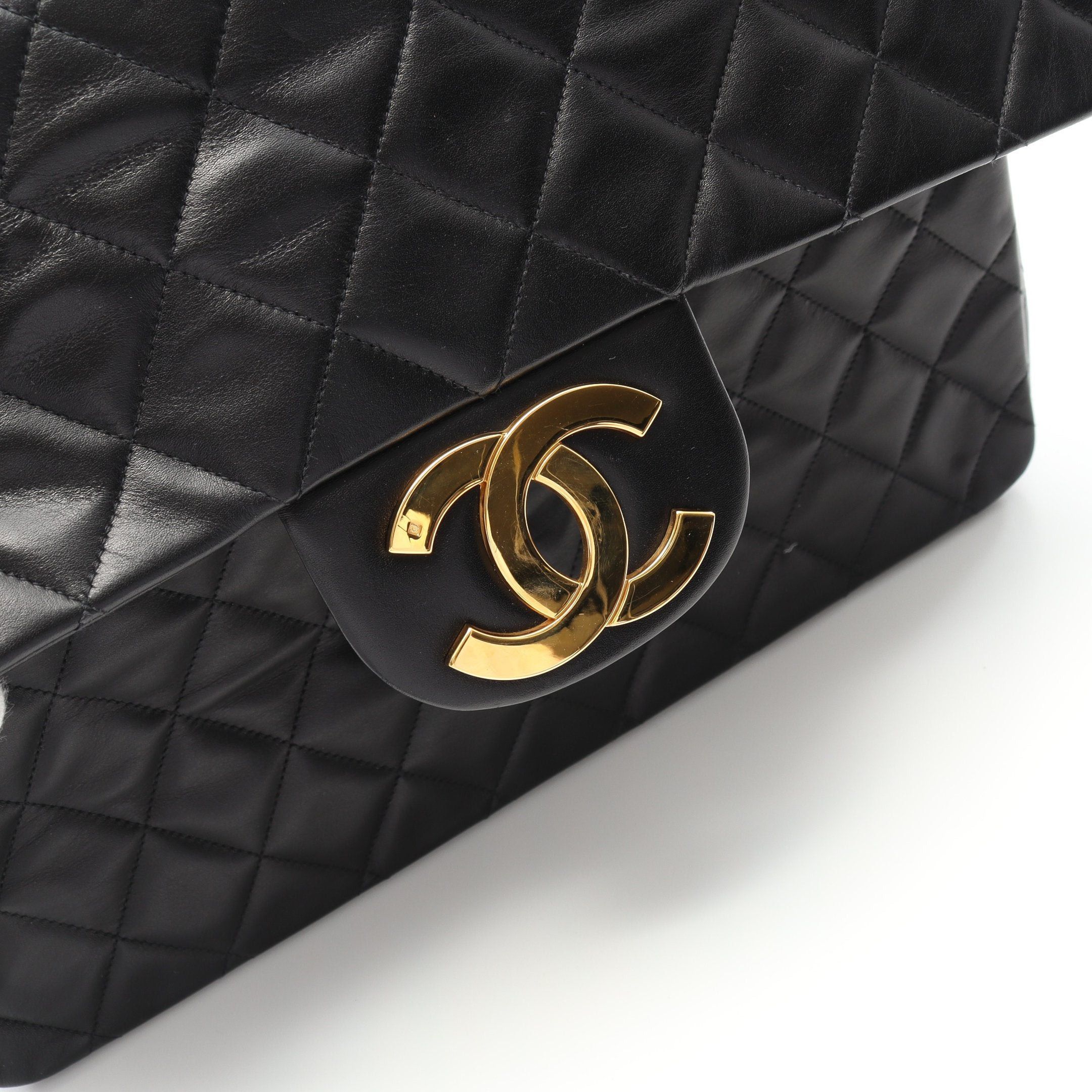 Chanel Chanel Decamatlassé 34 Double Chain Shoulder Bag Lambskin Black Gold Hardware Size ONE SIZE - 7 Thumbnail