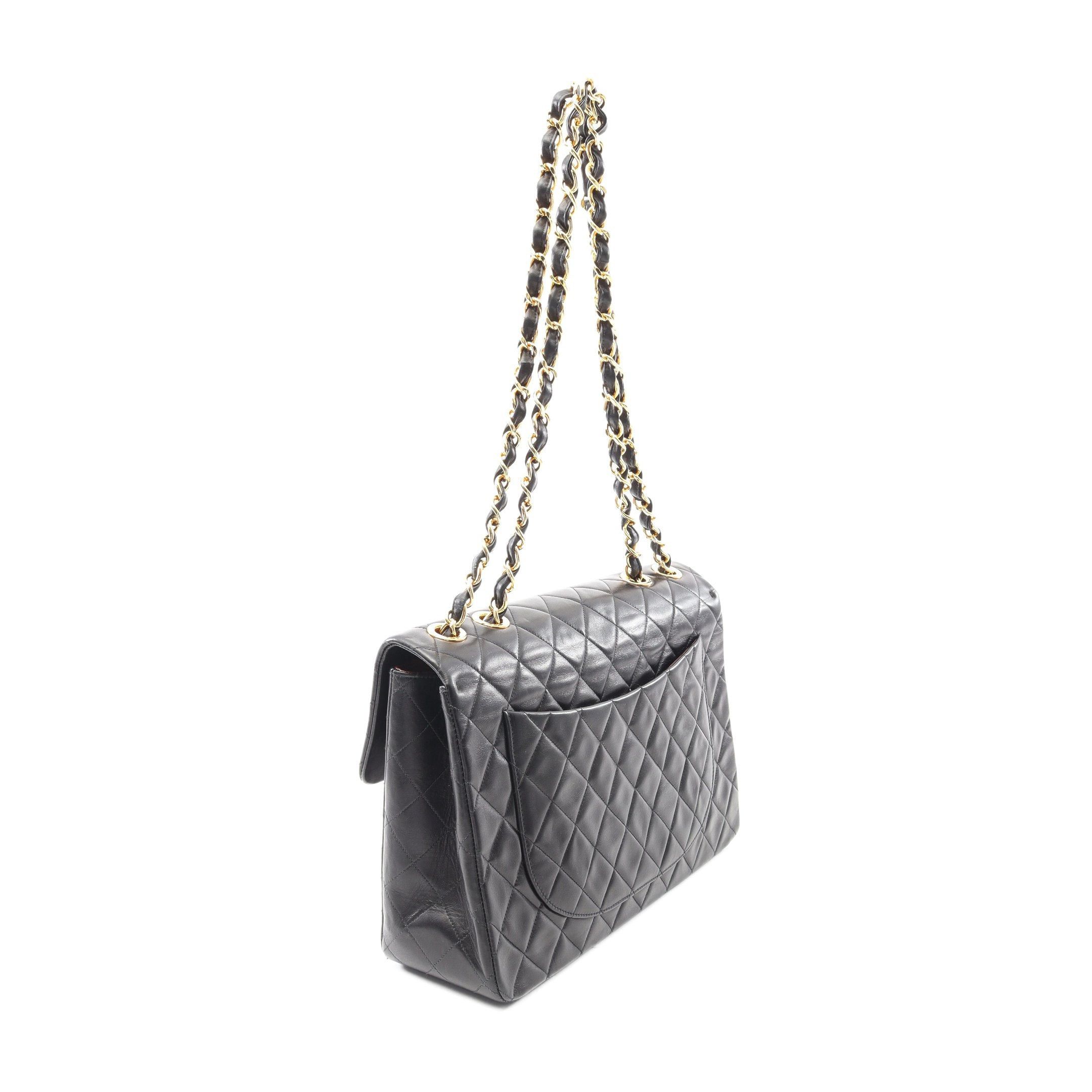 Chanel Chanel Decamatlassé 34 Double Chain Shoulder Bag Lambskin Black Gold Hardware Size ONE SIZE - 2 Thumbnail