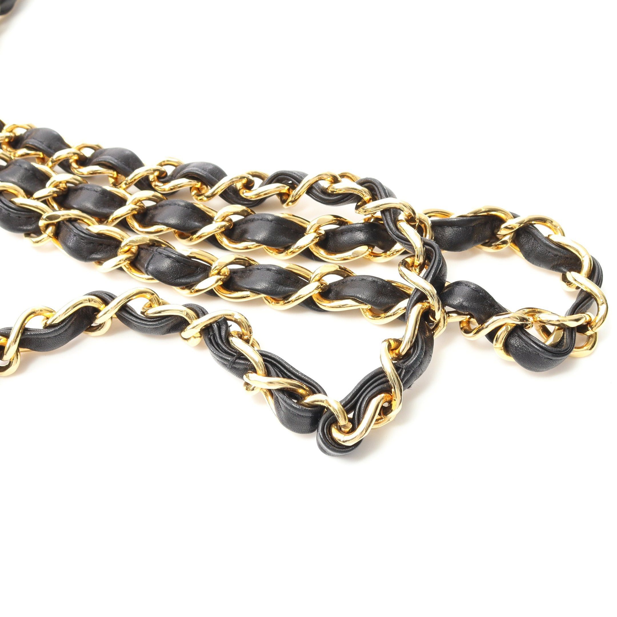 Chanel Chanel Decamatlassé 34 Double Chain Shoulder Bag Lambskin Black Gold Hardware Size ONE SIZE - 8 Thumbnail