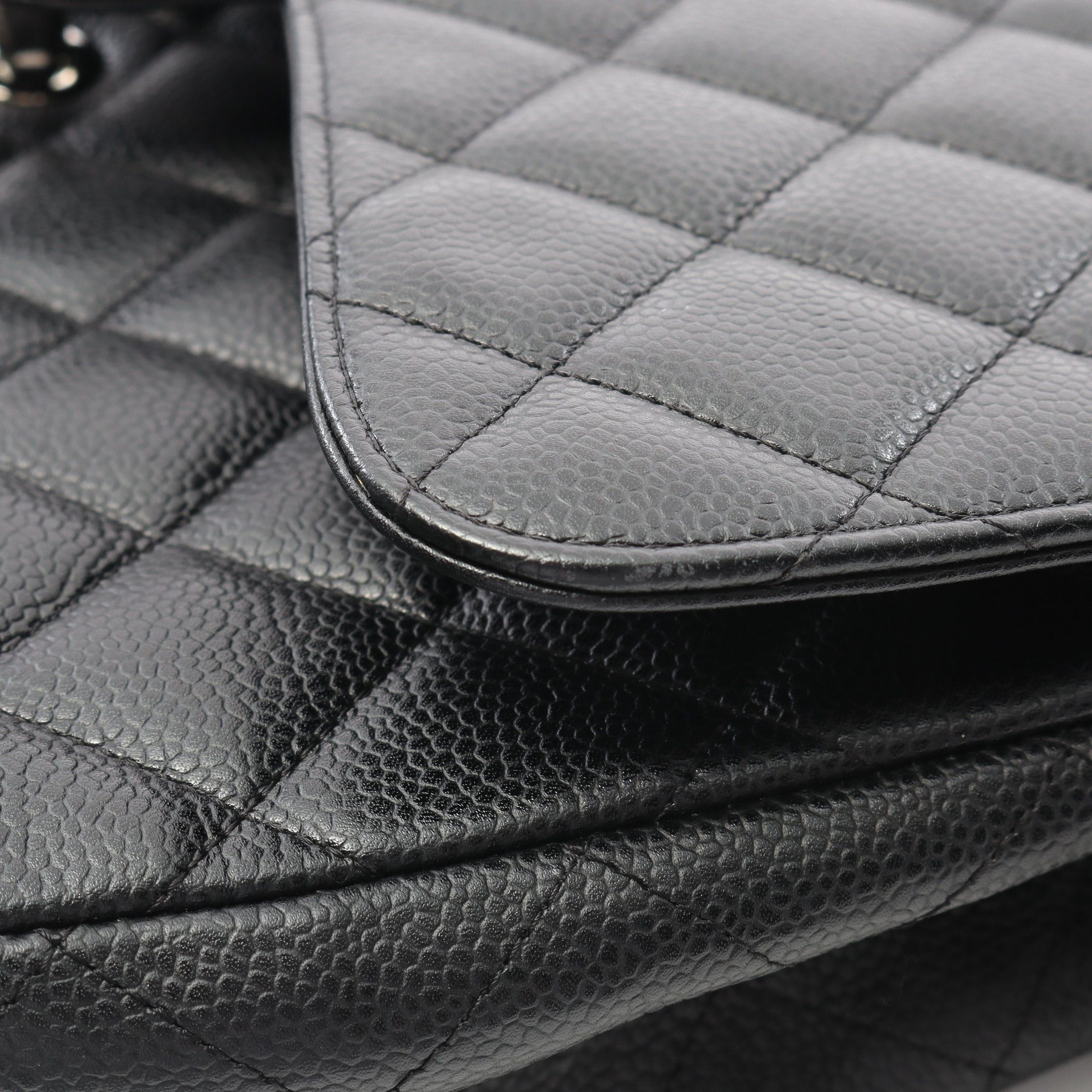 Chanel Chanel Decamatlassé 30 Single Flap Double Chain Shoulder Bag Caviar Skin Black Silver Hardware Size ONE SIZE - 7 Thumbnail