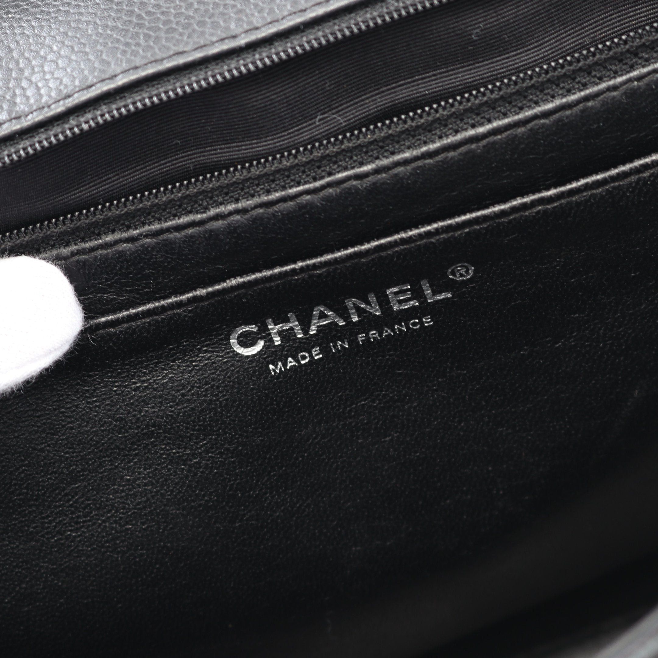 Chanel Chanel Decamatlassé 30 Single Flap Double Chain Shoulder Bag Caviar Skin Black Silver Hardware Size ONE SIZE - 4 Thumbnail