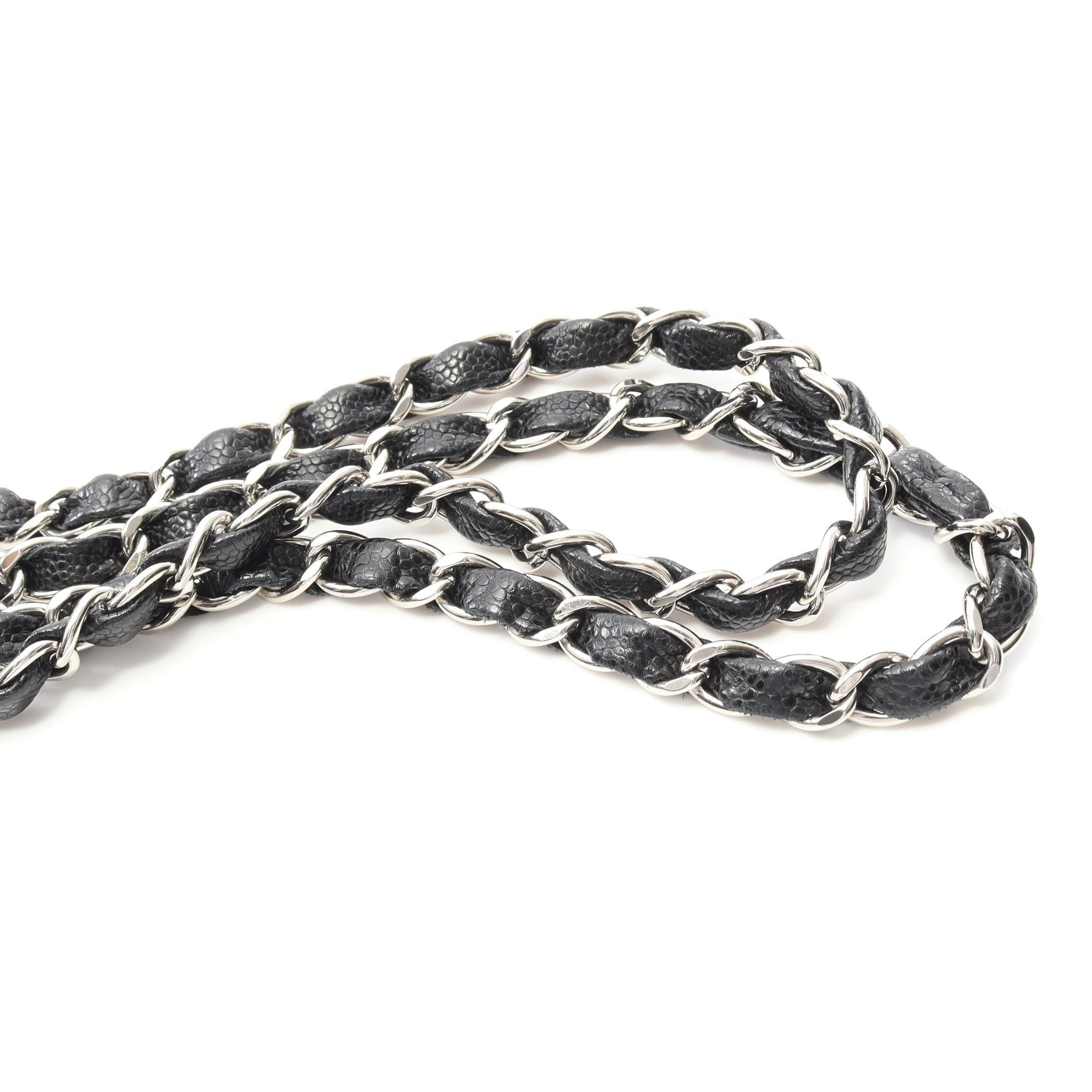 Chanel Chanel Decamatlassé 30 Single Flap Double Chain Shoulder Bag Caviar Skin Black Silver Hardware Size ONE SIZE - 9 Thumbnail