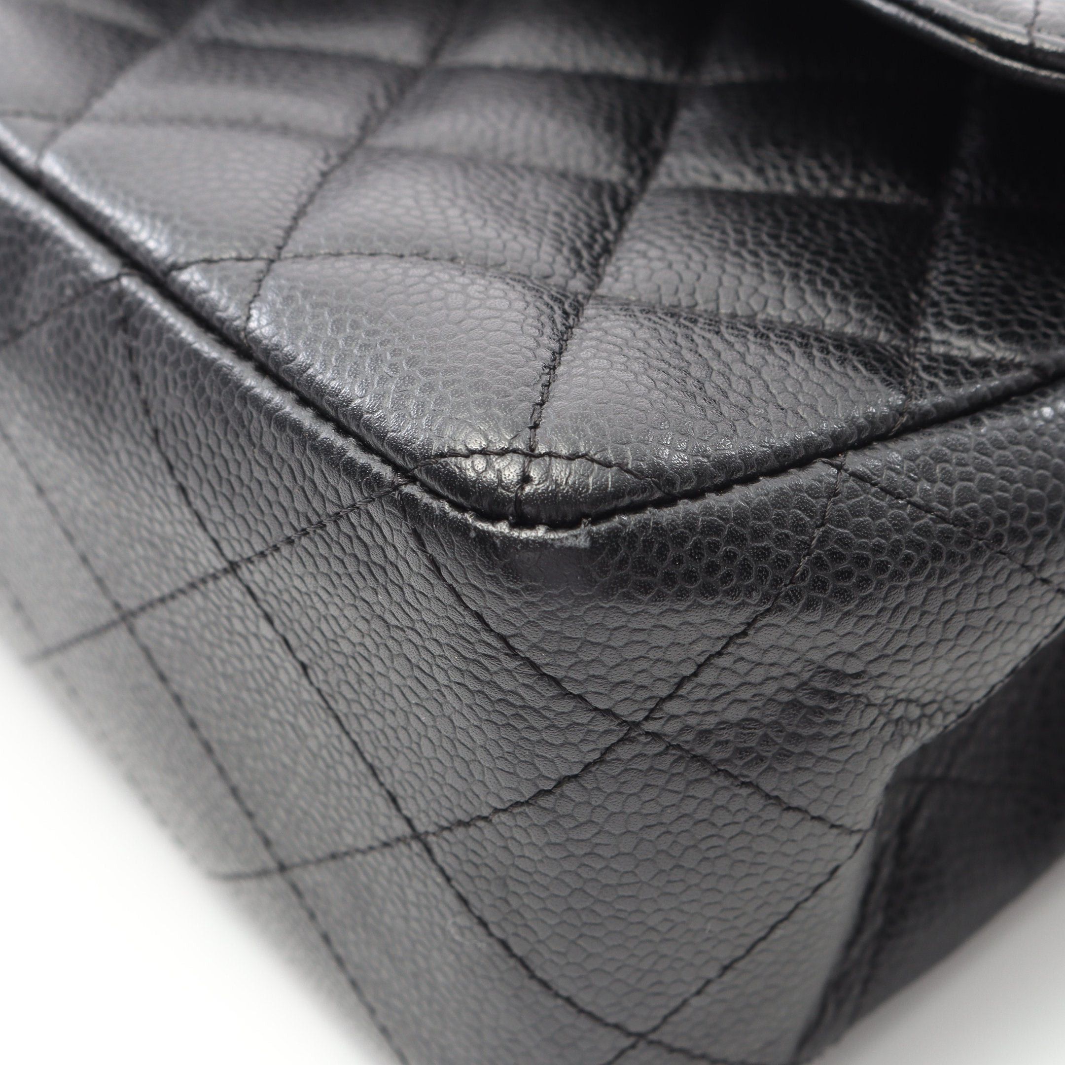 Chanel Chanel Decamatlassé 30 Single Flap Double Chain Shoulder Bag Caviar Skin Black Silver Hardware Size ONE SIZE - 6 Thumbnail