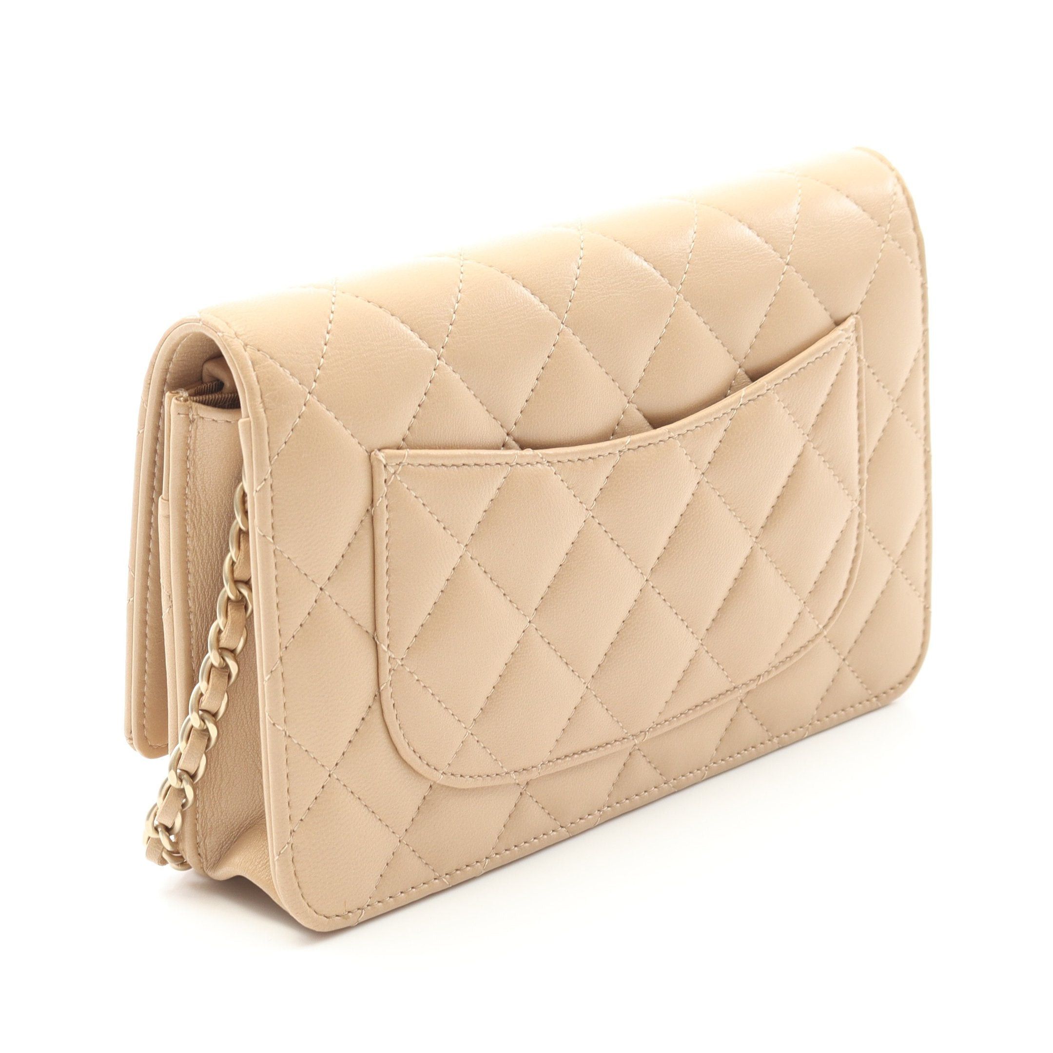 Chanel Chanel Matelasse Chain Wallet Lambskin Beige Gold Hardware Size ONE SIZE - 2 Thumbnail