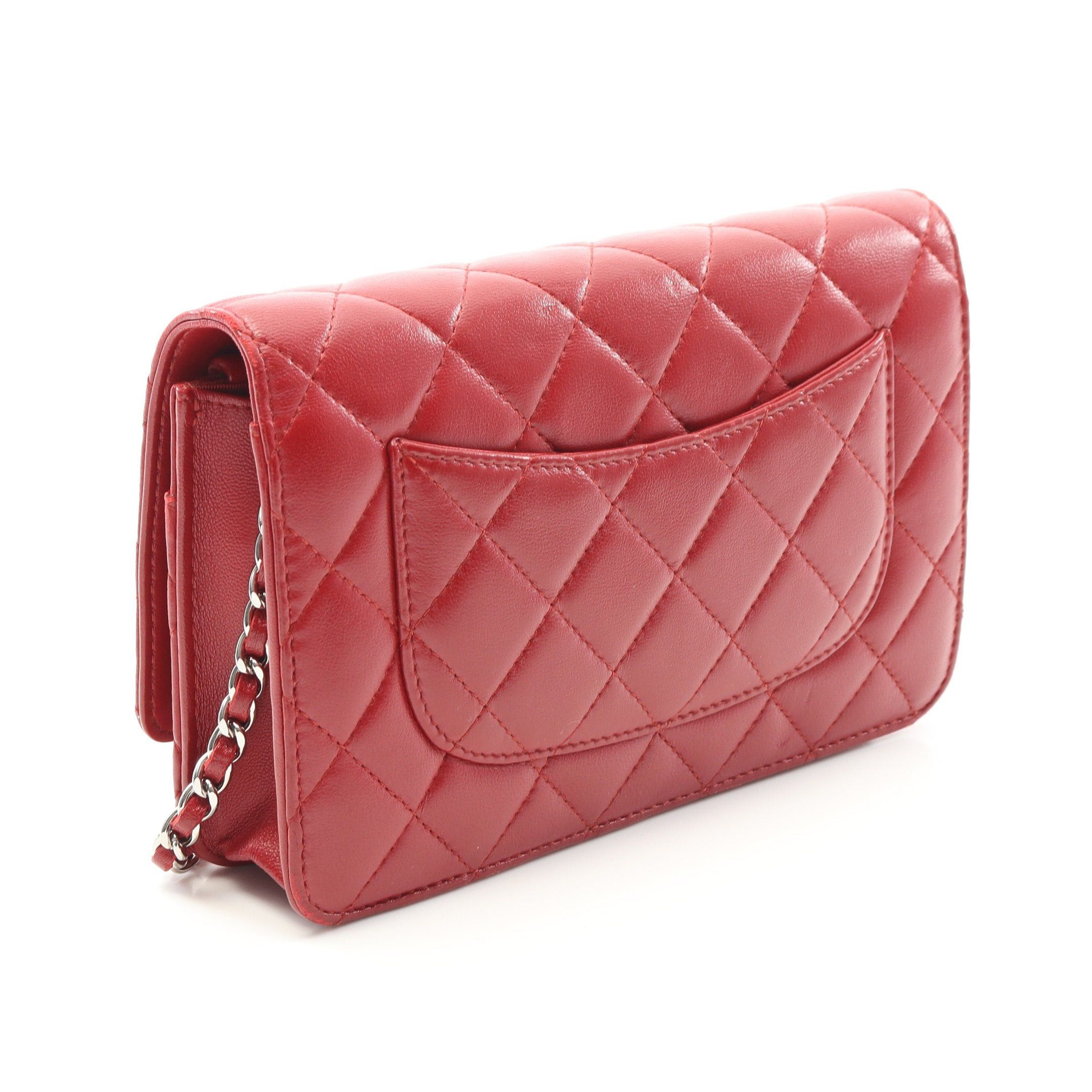 Chanel Chanel Matelasse Chain Wallet Lambskin Red Silver Hardware Size ONE SIZE - 2 Thumbnail