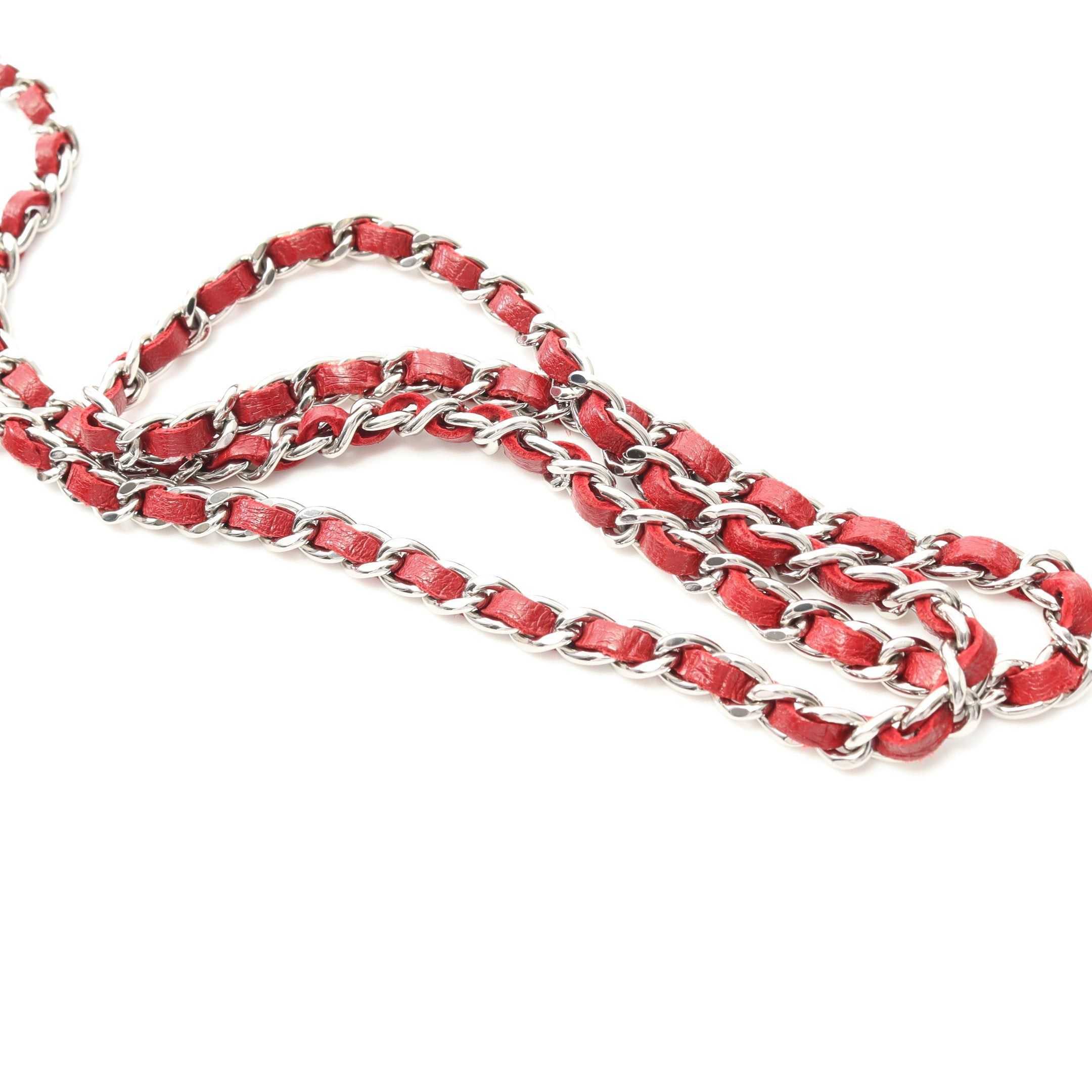 Chanel Chanel Matelasse Chain Wallet Lambskin Red Silver Hardware Size ONE SIZE - 10 Thumbnail